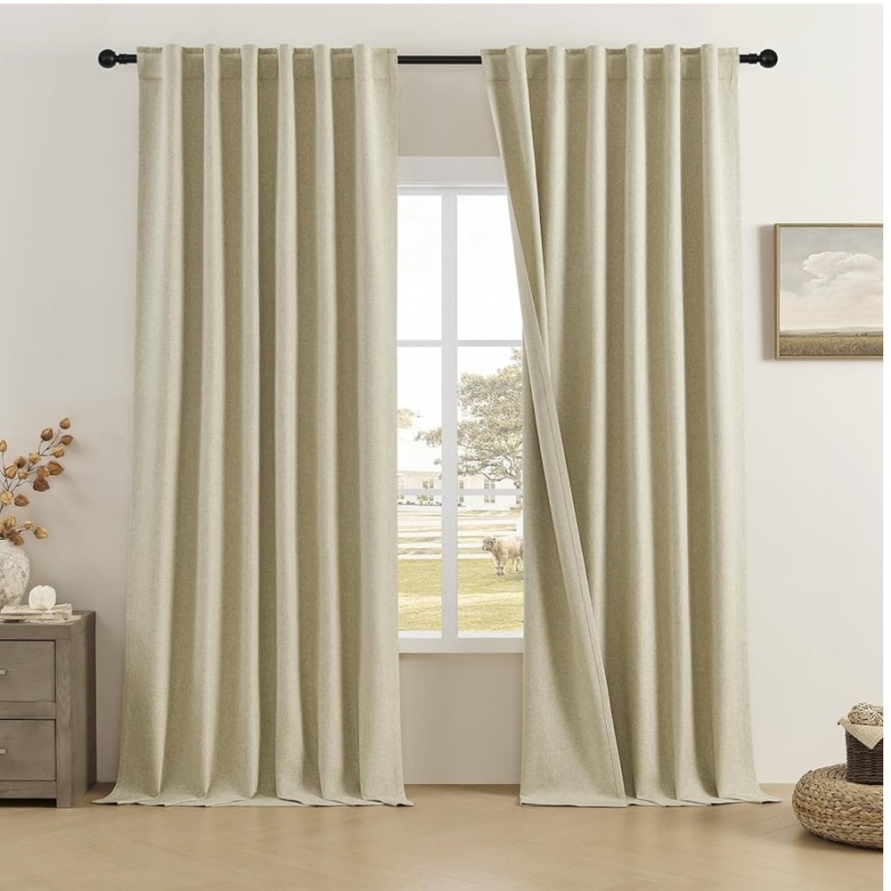 DUALIFE Oatmeal Chartreuse Blackout Drapes